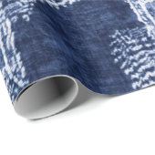 Indigo-Dyed Effect Textured Checked Patchwork Grap ラッピングペーパー (ロールコーナー)