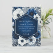 Indigo Floral Opulent Wedding 招待状 (スタンド正面)