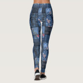 Indigo Floral Patchwork Pattern | Boho Denim レギンス (裏面)