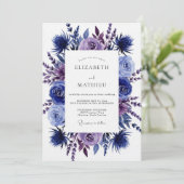Indigo Floral Romantic Wedding 招待状 (スタンド正面)