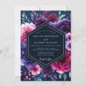 Indigo Fuchsia Nocturne Wedding 招待状 (正面)
