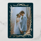 Indigo Gold Ivy Ornament  Wedding  Invitation 箔招待状 (裏面)