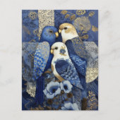Indigo Golden Parakeets ポストカード (正面)
