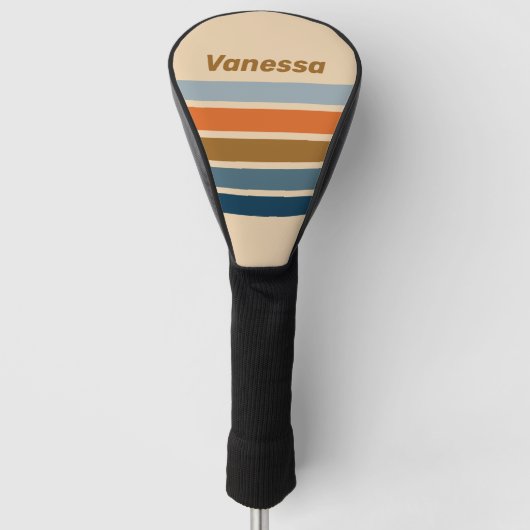 Indigo Horizon Across Striping with Name ゴルフヘッドカバー (正面)