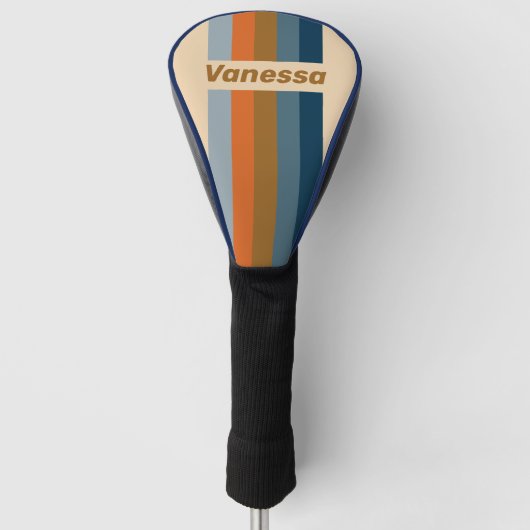 Indigo Horizon Pin Stripes with Name ゴルフヘッドカバー (正面)