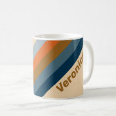 Indigo Horizon Stripes with Name コーヒーマグカップ (正面右)