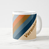 Indigo Horizon Stripes with Name ジャンボコーヒーマグカップ (正面右)