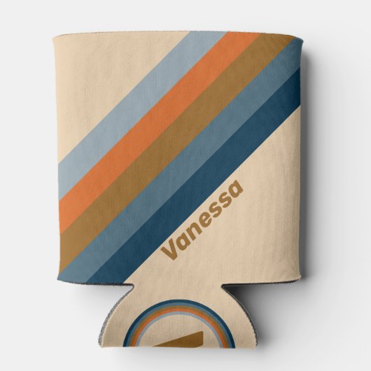 Indigo Horizon Stripes with Name 缶クーラー (裏面)