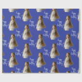 Indigo Ink & カスタム誕生日文字と写真 –  ラッピングペーパー (フラット)