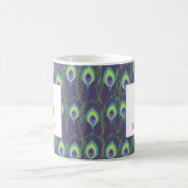Indigo Lime Green Peacock Custom Initial Mug コーヒーマグカップ (中央)