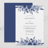 Indigo Lush Botanical Wedding 招待状 (正面/裏面)