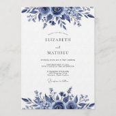Indigo Lush Botanical Wedding 招待状 (正面)