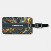 Indigo Marble with Golden Streaks  ラゲッジタグ (正面横)