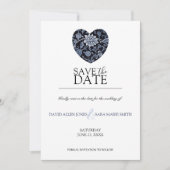 Indigo Meadowフローラハート保存の日付カード セーブザデート (正面)