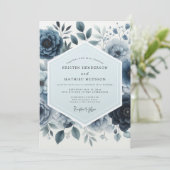 Indigo Moody Floral Wedding 招待状 (スタンド正面)