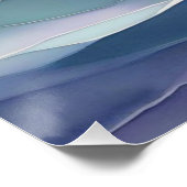 Indigo Ocean Moon Nursery Wall Art | Watercolor ポスター (コーナー)