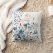 Indigo & Ochre – 水彩花 クッション (ブランケット)