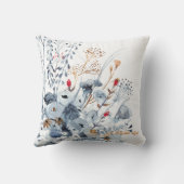 Indigo & Ochre – 水彩花 クッション (裏面)