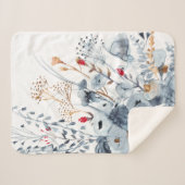 Indigo & Ochre – 水彩花 シェルパブランケット (正面(横))