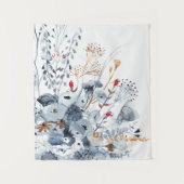 Indigo & Ochre – 水彩花 タペストリー (正面)