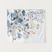 Indigo & Ochre – 水彩花 タペストリー (正面(横))