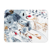 Indigo & Ochre – 水彩花 マグネット (横)