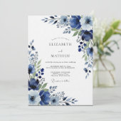 Indigo Painterly Floral Wedding 招待状 (スタンド正面)