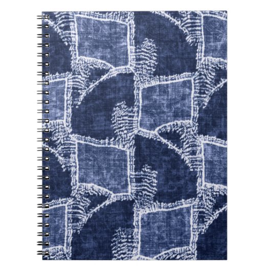 Indigo Patchwork:テクスチャチェックされたエレガンス ノートブック (正面)