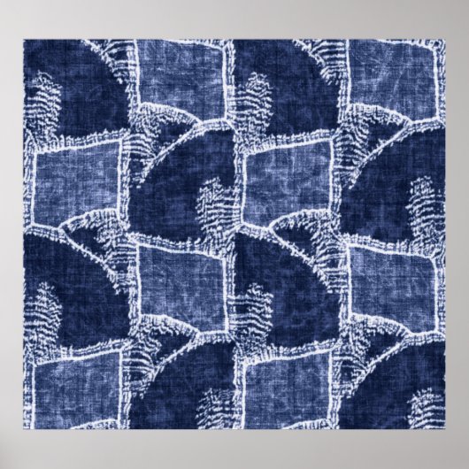 Indigo Patchwork:テクスチャチェックされたエレガンス ポスター (正面)