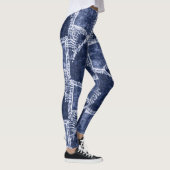 Indigo Patchwork：テクスチャチェックされたエレガンス レギンス (右)