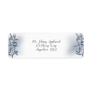 Indigo Romance Wedding Return Address Labels ラベル