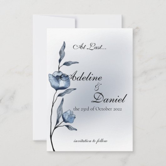 Indigo Romance Wedding Save the Date Cards セーブザデート (正面)