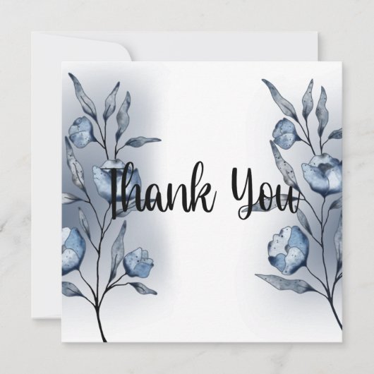 Indigo Romance Wedding Thank You Cards サンキューカード (正面)