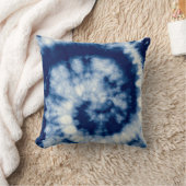 Indigo Round. Bohemian Tie Dye. Blue Roll Psychede クッション (ブランケット)