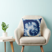 Indigo Round. Bohemian Tie Dye. Blue Roll Psychede クッション (椅子)