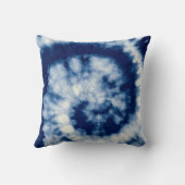 Indigo Round. Bohemian Tie Dye. Blue Roll Psychede クッション (裏面)