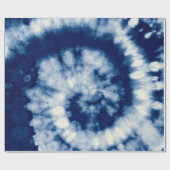 Indigo Round. Bohemian Tie Dye. Blue Roll Psychede ラッピングペーパー (フラット)