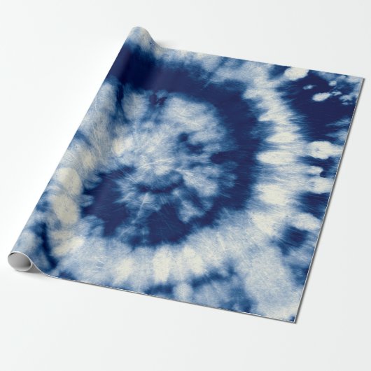 Indigo Round. Bohemian Tie Dye. Blue Roll Psychede ラッピングペーパー (アンロールド)