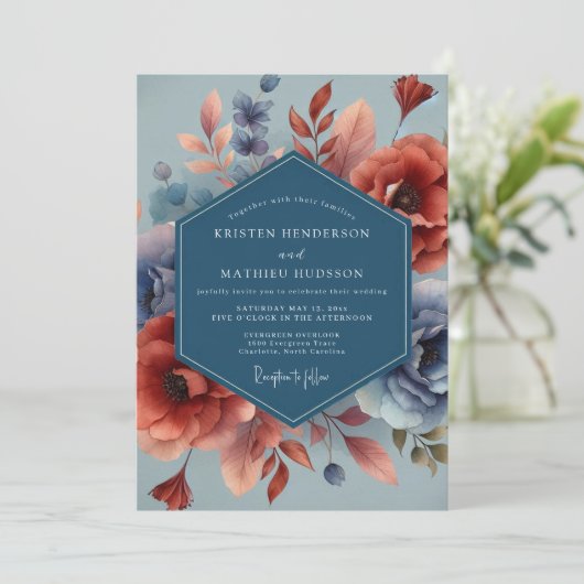 Indigo Rust Autumnal Wedding 招待状 (スタンド正面)