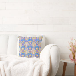 Indigo Scallop Petal Throw Pillow | One Owl Artist クッション