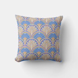 Indigo Scallop Petal Throw Pillow | One Owl Artist クッション