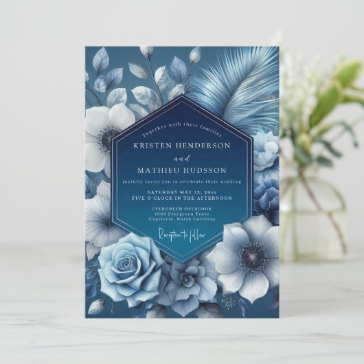 Indigo Shadow Bloom Wedding 招待状 (スタンド正面)