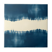 Indigo Shibori Abstract Modern Horizontal タイル (正面)