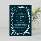 Indigo Silver  Ivy Ornament  Wedding  Invitation 箔招待状 (立ち正面)
