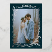 Indigo Silver  Ivy Ornament  Wedding  Invitation 箔招待状 (裏面)