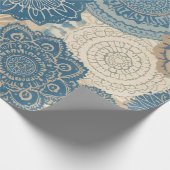 Indigo Tan Boho Floral ラッピングペーパー (角)
