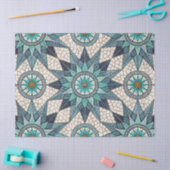 Indigo Teal Compass Mosaic – Stained Glass 薄葉紙 (クラフト)