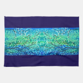 Indigo & Teal Winter Branches Watercolor キッチンタオル (横)