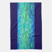 Indigo & Teal Winter Branches Watercolor キッチンタオル (縦)