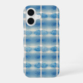 Indigo Tile & Plant Pattern Phone Case iPhone 16ケース (裏面)